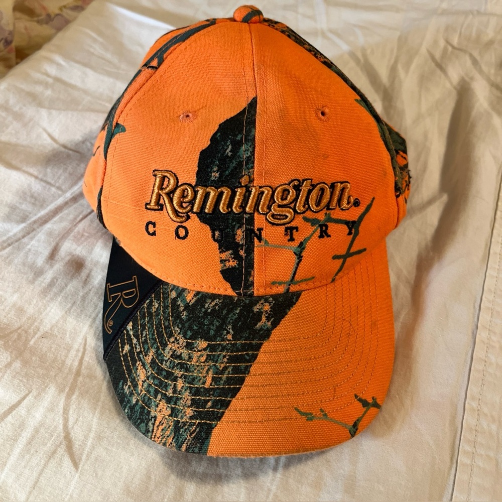 Remington Hunting Camo Cap Orange, Adjustable, Baseball Style, Hat.